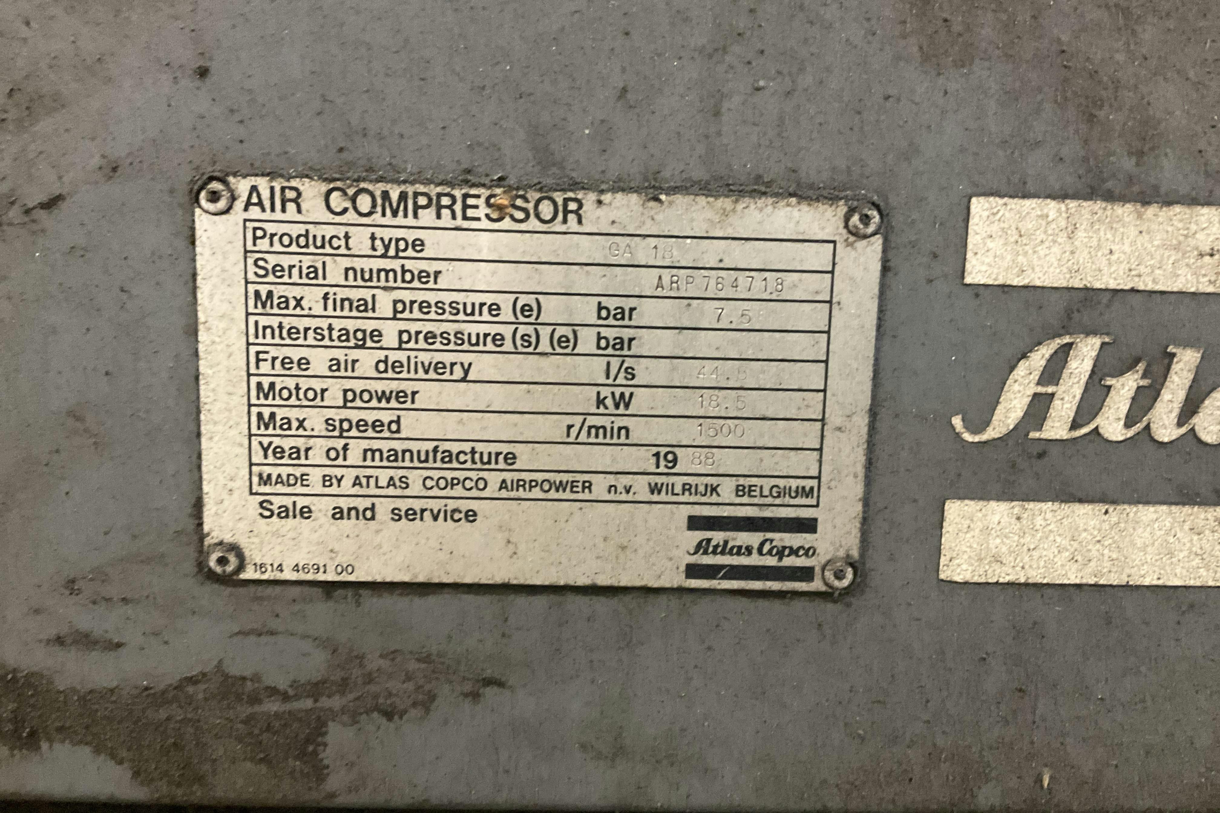 Presentation photo 14 of 14: Atlas Copco Kompressor -  - 1998